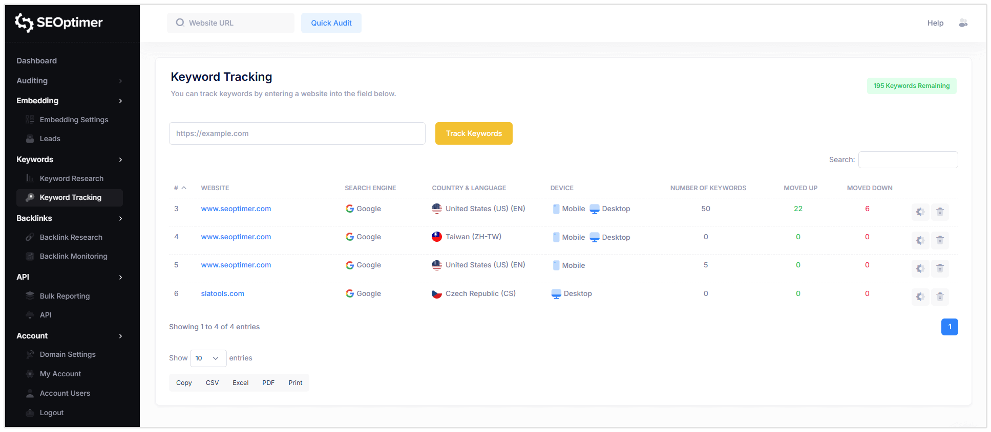 Parent Account Quota